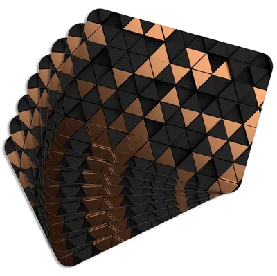 Produktbild von MG Design Set aus 8 Kork-Platzsets - Golden Triangles - 30 x 40 cm - hitzebeständig & abwischbar, mit Korkrückseite