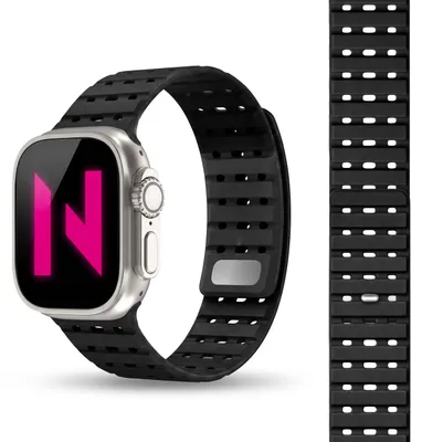 Immagine prodotto di Bracciale Volt per Apple Watch Ultra/SE/10/9/8/7/6/5/4/3/2/1, bracciale sportivo in silicone magnetico - 42/44/45/49mm - nero notte
