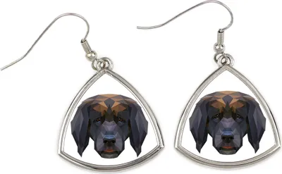 Immagine prodotto di Leonberger - Orecchini con un'immagine e la scritta "Cane geometrico" di Art-Dog