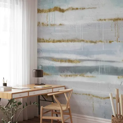 Produktbild von Vlies Fototapete - Modernist background - abstract stripes pattern with gold patterns 450x315 cm Muster a-A-10158-a-a