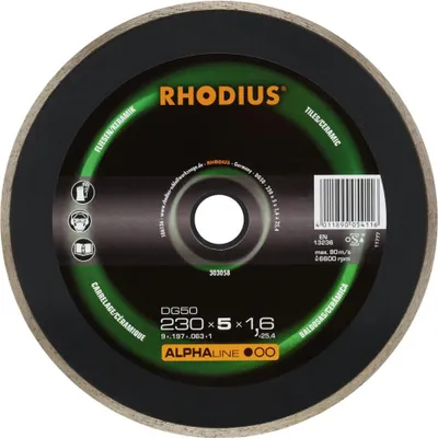 Zdjęcie produktu dla RHODIUS Diamentowa tarcza tnąca DG50 230 x 5,0 x 1,6 x 25,40 ALPHAline 303058