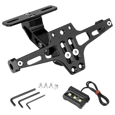 Produktbild von Universal Einstellbar Motorrad Kennzeichenhalter Nummernschildhalter mit LED