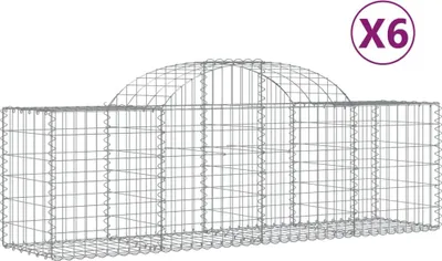 Produktbild von vidaXL Gabionen mit Hochbogen 6 Stk. 200x50x60/80 cm Verzinktes Eisen