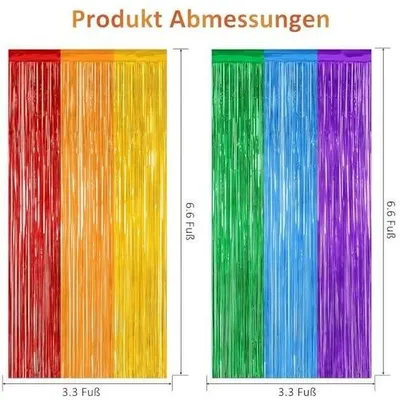 Zdjęcie produktu dla Zasłony lametowe tęczowe dekoracja na urodziny imprezy dzieci 2 szt