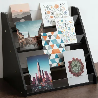 Image de Support de présentation en bambou pour cartes de vœux, avec 4 niveaux