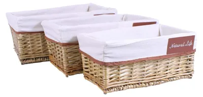 Image de Panier en osier, style naturel, dimensions : 45 x 30 x 18 cm
