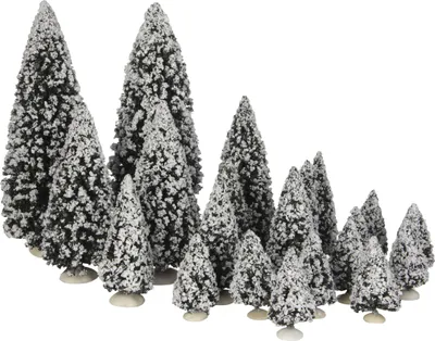 Image de LuVille Village de Noël miniature Evergreen Trees - 21 pièces - H22 x Ø8 cm