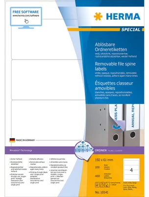 Zdjęcie produktu dla Etykiety na foldery HERMA "Movables" 192 x 61 mm, białe
