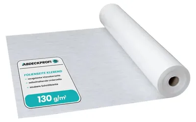 Produktbild von Abdeckvlies Folienseite klebend – 130 g/m² -2m x 25m (50m²) , Renovierungsvlies, Malervlies, Abdeckvlies selbsthaftend, Treppenvlies
