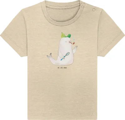 Produktbild von Mr. & Mrs. Panda Organic Baby Shirt Robbe Sherlock 24. - 36. Monat - Natural Raw - Geschenk,  T-Shirt, Kinder Oberteil, Top, Lustige Sprüche, Babyshirt