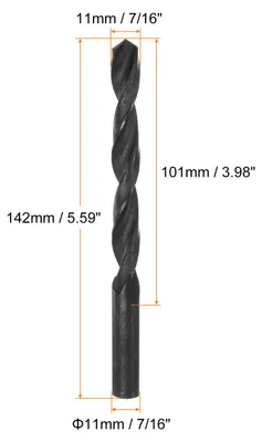 Produktbild von 10 Stš¹ck Jobber-Bohrer 11 mm (7/16") Nitridbeschichteter Hochgeschwindigkeitsstahl (HSS) 4241 Spiralbohrer fš¹r Edelstahl Kupfer Aluminiumlegierung Metall Holz Kunststoff Schwarz