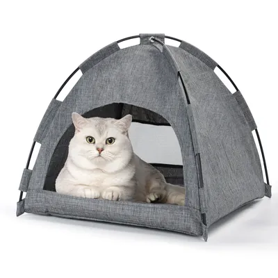 Produktbild von Nobleza Faltbares Katzenhaus, 2-in-1 Katzen und Hundebett, Abwaschbar mit Kissen, für Kleine bis Katzen und Hunde
