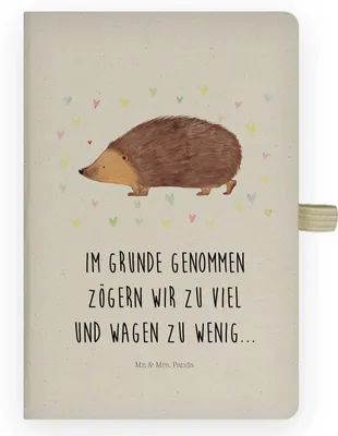 Produktbild von Mr. & Mrs. Panda Kladde Igel Herzen - Transparent - Geschenk, Herz, Vertrauen, Notizheft, Liebe, Lustige Sprüche, notizbuch, Adressbuch, Journal, Kuss, Tagebuch