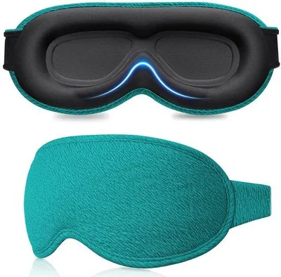 Produktbild von Schlafmaske für Seitenschläfer, atmungsaktiv, elastisch, lichtdicht, ergonomisch, ohrdämmend, dunkelblau