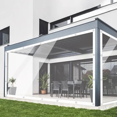 Zdjęcie produktu dla Przezroczysta plandeka PVC z oczkami, 3 x 1 metr, wodoodporna