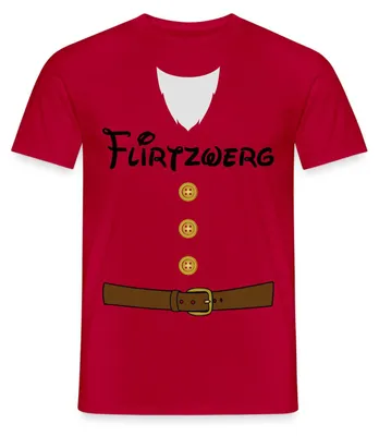 Produktbild von Spreadshirt Flirtzwerg Sieben Zwerge Karneval-Kostüm Für Erwachsene Männer T-Shirt, XXL, Rot