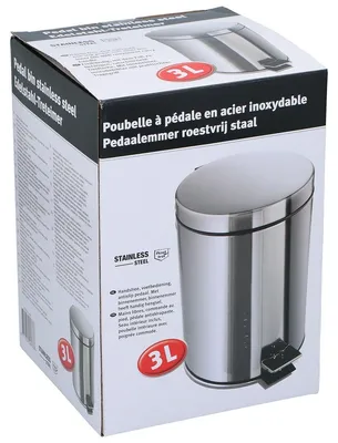 Image de Poubelle à pédale 3 litres - Salle de bain ou toilettes - Acier inoxydable - Argenté