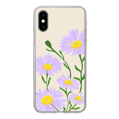 Produktbild von MuchoWow® Handyhülle Schutzhülle Hülle für iPhone X Blume - Lila - Minimalismus Silikon Softcase Handy Hülle - Handyhülle - Geburtstag Teenager