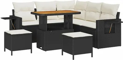 Immagine prodotto di vidaXL Set di divani da giardino con cuscini 8 pezzi in polirattan nero