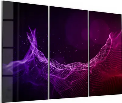 Produktbild von DEQORI Glasbild Echtglas 3x50x100 cm 'Abstrakte violette Welle' Wandbilder XXL groß