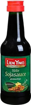 A bottle of Lien Ying Indonesian Style Sweet Soy Sauce.