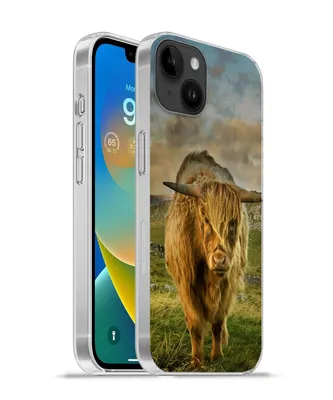 Produktbild von MuchoWow® Handyhülle Schutzhülle Hülle für Apple iPhone 14 Plus - Soft case Schottischer Highlander - Gras - Berg Silikon Softcase Handy Hülle - Abbildung