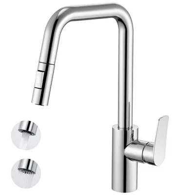 Produktbild von Küchenarmatur Chrom U-Form Ausziehbar 304 Edelstahl, Wasserhahn Küche Hochdruck Cecipa MAX Wasserhahn für Spülbecken, Mischbatterie Armatur