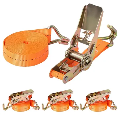 Productafbeelding van 4 spanbanden met ratel en haken, 2,5 cm x 5 meter
