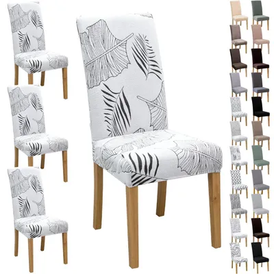 Immagine prodotto di Coprisedie, confezione da 4/6 pezzi, tessuto jacquard, poliestere/Spandex, morbidi ed elasticizzati, ideali per la sala da pranzo e la cucina