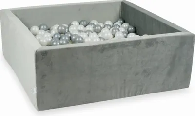 Image de Piscine à balles 600 pièces 110x110x40 gris velours : perle, argent