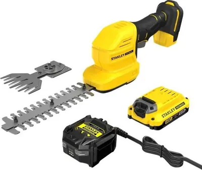 Zdjęcie produktu dla Nożyce do żywopłotu i trawy Stanley Fatmax V20, 18V, akumulator 2Ah, wymienne ostrza, 10/20 cm