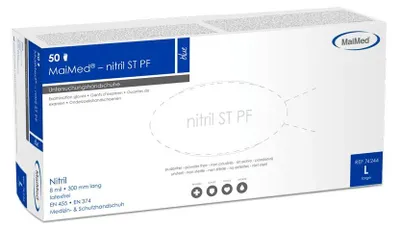 Produktbild von MaiMed-nitril ST PF Gr. L, blau, unsteril Schutzhandschuhe puderfrei, Stärke 8mil 50 St./Box | Box (50 Stück)