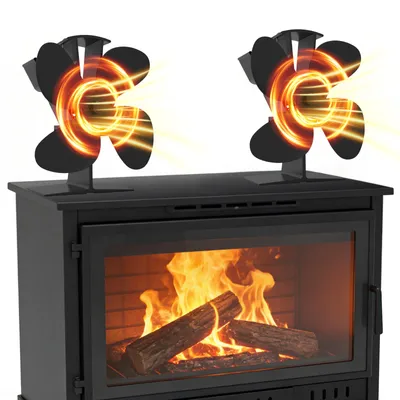 Produktbild von Kaminventilator 4 Flügel Ofenventilator Ohne Strom, Wärmebetriebener, Leiser 2er-Set 10,2T x 18,1B x 18,7H cm,für Pellet/Holzbrenner/Kamin