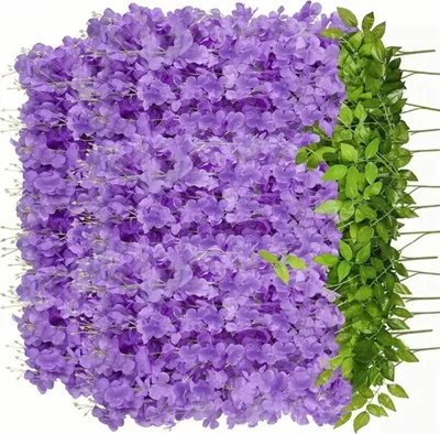 Image de 14PCS Ceiling Artificial Wisteria Flower Six Leaf Purple Blue Fake Vines Decoration for Wedding Home Ornament (fleurs de glycine artificielles à six feuilles pour la décoration de la maison)