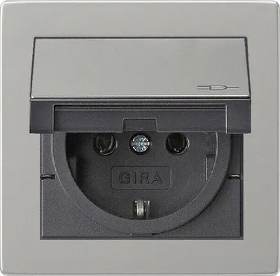Produktbild von Gira Edelstahl Steckdose KomplettSet Klappsteckdose + 1fach Rahmen + IP44 Dicht.