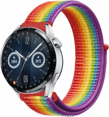 Produktbild von Strap-it Huawei Watch GT 3 46mm Nylonarmband (Regenbogen)