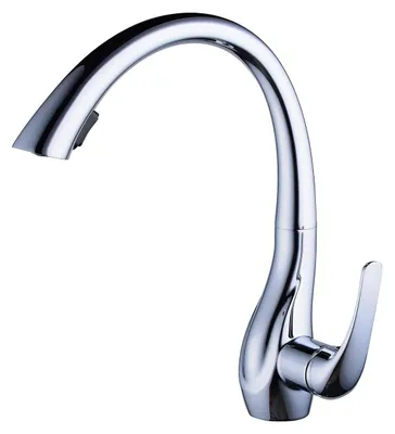 Produktbild von Küchenarmatur mit ausziehbarer Brause 360° schwenkbar Messing Chrom 13.8"