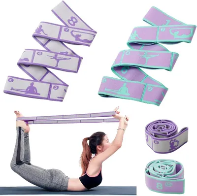 Imagen del producto de Bandas de estiramiento para yoga con 8 bucles, paquete de 2 unidades, elásticas, para yoga y pilates