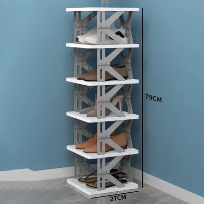 Imagen del producto de Estantería plegable para zapatos, de varios niveles, que ahorra espacio y es fácil de usar en interiores, color gris, con 6 estantes