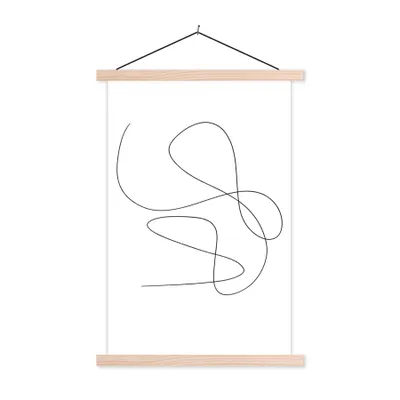 Produktbild von MuchoWow® Textilposter Linienkunst - Minimalismus - Abstrakt 40x60 cm mit holzfarbenen Rahmen - Poster
