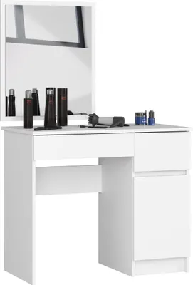 Image de Coiffeuse élégante blanche avec miroir et deux tiroirs