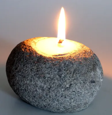 Produktbild von Teelicht Kerzenhalter aus Einem Flußsteinkiesel, Grau, 7*12*12 cm, Teelichthalter & Kerzenhalter