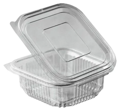 Produktbild von 50 klare Rechteckbecher mit Deckel 250 ml (PET)
