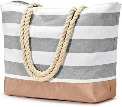 Immagine prodotto di Grande borsa da spiaggia con cerniera - Borsa della spesa impermeabile per l'uso quotidiano
