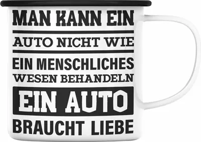 Produktbild von Trendation - Autotuner Emaille Tasse Geschenke Autotuner Geschenkidee Autoliebhaber Emaille Tasse für Männer Autofan Emaille Emaille Tasse (Schwarz)