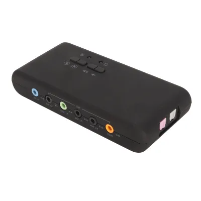Obrázek produktu pro USB zvuková karta, 12 Mbit/s, 7.1 stereo, dva mikrofonní vstupy, vzorkovací frekvence 48 kHz, externí zvuková karta pro PC a notebooky