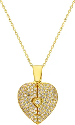 Produktbild von Dkeniz Anhänger mit Kette 925/- Sterling Silber vergoldet Glänzend 38+5cm Zirkonia Weiß