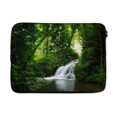 Produktbild von MuchoWow® Laptop Hülle 13 Zoll Wasserfall - Natur - Grün Laptoptasche - Laptophülle - Sleeve - Rundumschutz