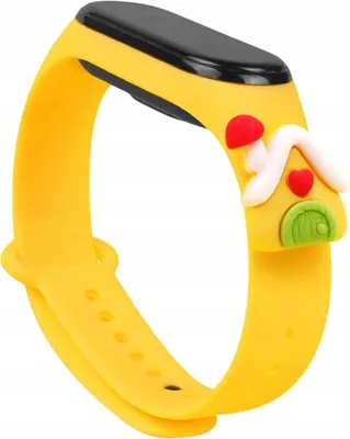 Zdjęcie produktu dla Strap Xmas opaska do Xiaomi Mi Band 4 / Mi Band 3 świąteczny silikonowy pasek bransoletka żółty (domek)