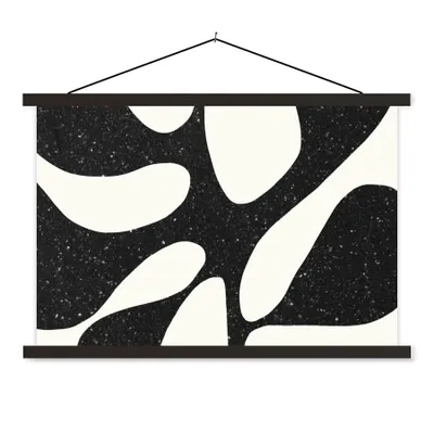 Produktbild von MuchoWow® Textilposter Pflanze - Schwarz - Minimalismus 90x60 cm mit schwarzem Rahmen - Aufhängungssatz